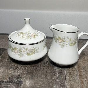 Vintage Charmaine Creamer & Sugar Bowl Fine China Set by Mikasa Rare Japan